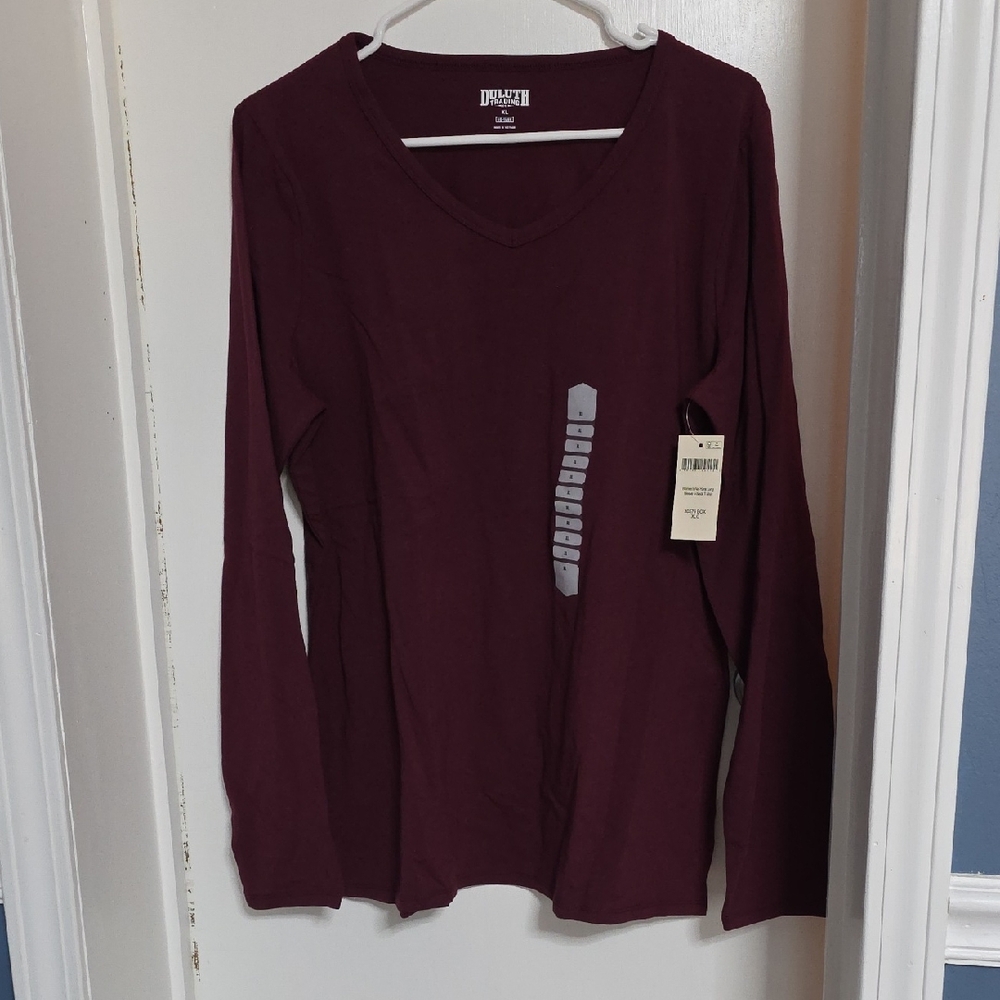 Duluth Trading Co. Deep Burgundy Long Sleeve Tee
